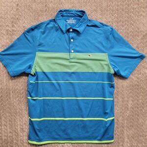 Vineyard Vines Performance Golf Polo Shirt Mens Size Large Stretch Striped